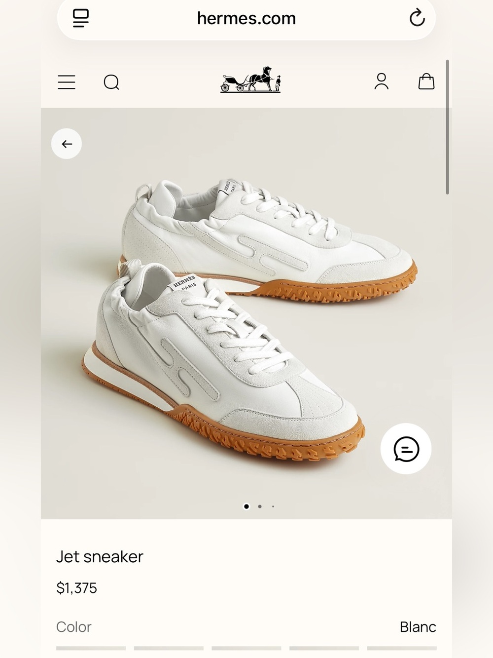 Hermes blanc Jet sneaker size 40.5, new with full packaging, leather + suede